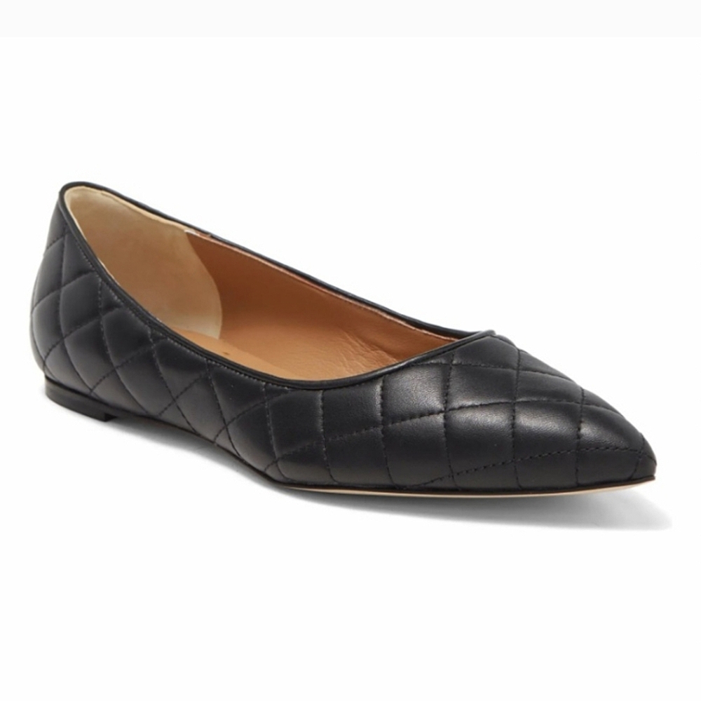 Bruno Magli Bianca Quilt-Textured Black Leather Flat